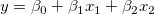 y=\beta _0+\beta _1x_1+\beta _2x_2\,\!