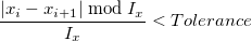 \frac{\left|x_i-x_{i+1}\right| \bmod I_x}{I_x}< 許容値