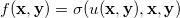  f(\mathbf{x},\mathbf{y})=\sigma(u(\mathbf{x},\mathbf{y}),\mathbf{x},\mathbf{y}) 