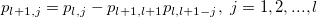p_{l+1, j} = p_{l, j} - p_{l+1, l+1} p_{l, l+1-j}, \; j=1, 2, ..., l