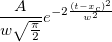 \frac{A}{w\sqrt{\frac{\pi}{2}}} e^{-2\frac{(t-x_c)^2}{w^2}} \frac{A}{w\sqrt{\frac{\pi}{2}}} e^{-2\frac{(t-x_c)^2}{w^2}}