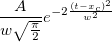 \frac{A}{w\sqrt{\frac{\pi}{2}}} e^{-2\frac{(t-x_c)^2}{w^2}} \frac{A}{w\sqrt{\frac{\pi}{2}}} e^{-2\frac{(t-x_c)^2}{w^2}}