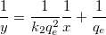 \frac{1}{y} = \frac{1}{k_{2}q_e^2}\frac{1}{x}+\frac{1}{q_e}