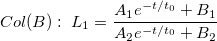 Col(B):\;L_1=\frac{A_1e^{-t/t_0}+B_1}{A_2e^{-t/t_0}+B_2}
