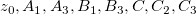 z_0, A_1, A_{3}, B_1, B_3, C, C_{2}, C_3