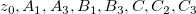 z_0, A_1, A_{3}, B_1, B_3, C, C_{2}, C_3