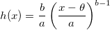 h(x)=\frac{b}{a}\left({\frac{x-\theta }{a}}\right)^{b-1}
