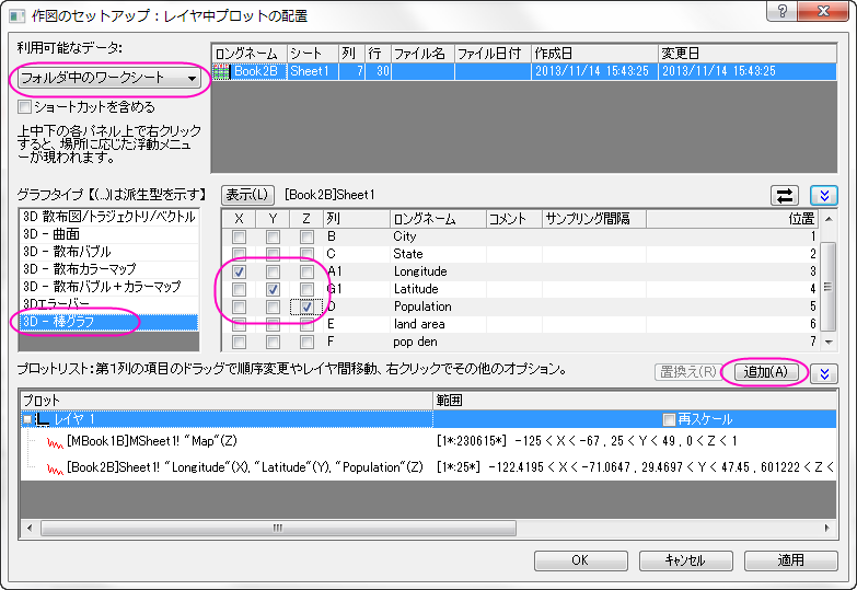 ラベル付き3D棒グラフ