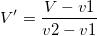 V{}'=\frac{V-v1}{v2-v1}